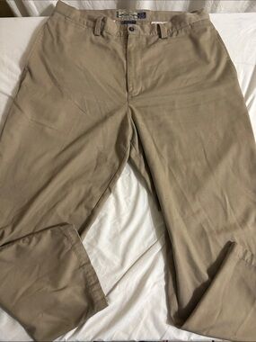 Men's Khaki Chino Pants Classic Fit preppy office casual golf 38 x 30 O